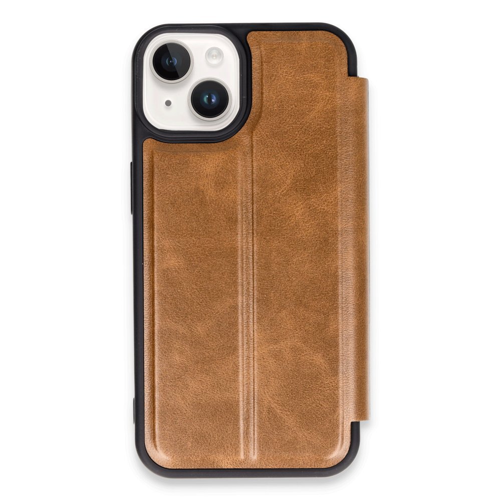  iPhone 15 Kılıf Flip Cover - Taba