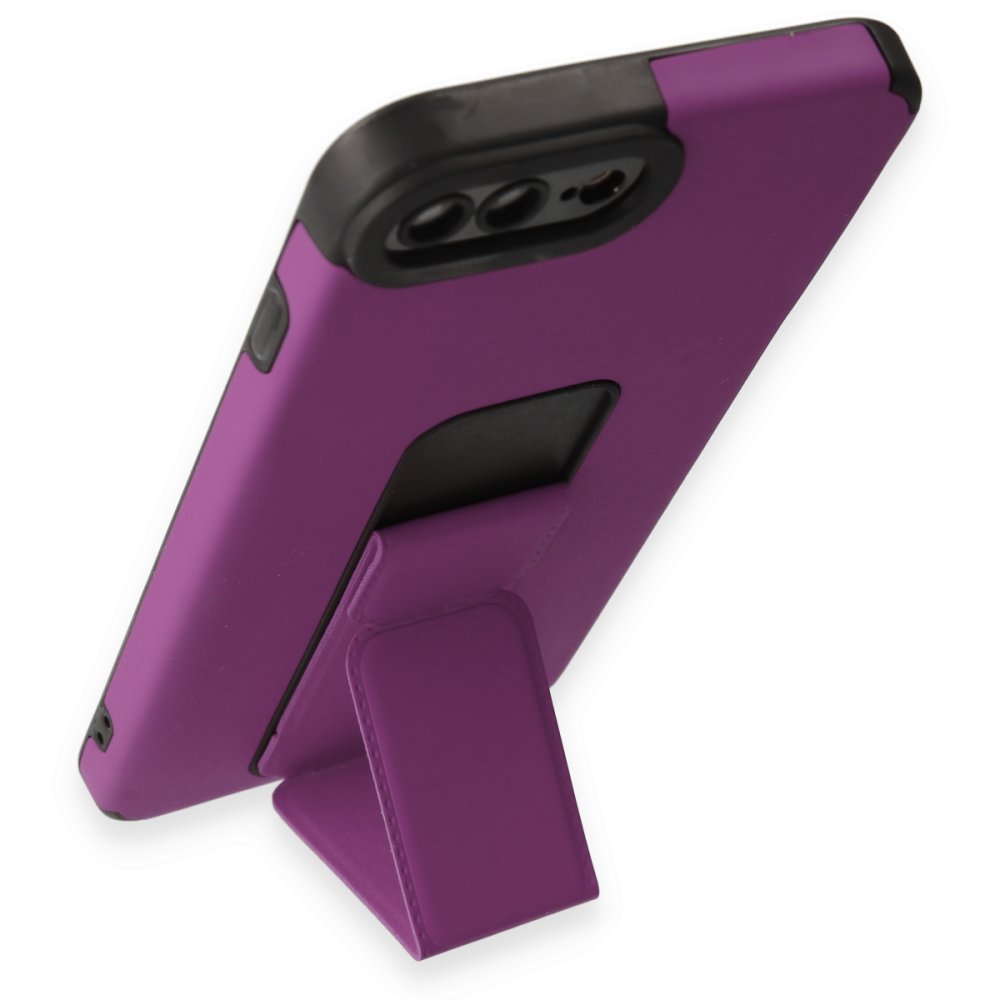  iPhone 7 Plus Kılıf Mega Standlı Silikon - Mor