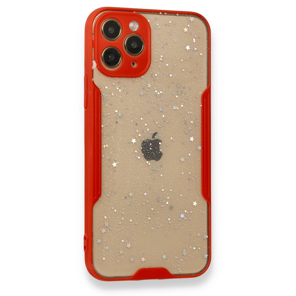  iPhone 12 Pro Kılıf Platin Simli Silikon - Kırmızı