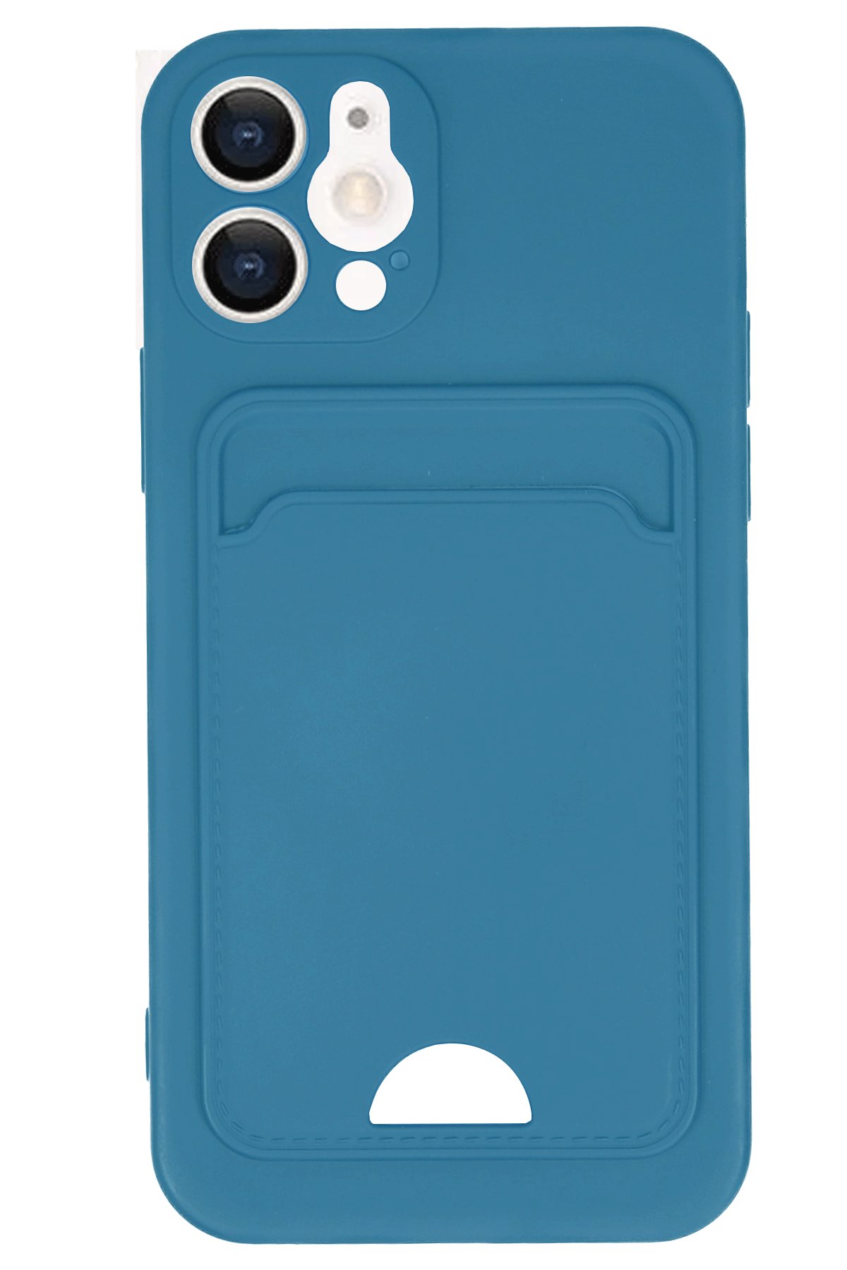  iPhone 12 Kılıf Kelvin Kartvizitli Silikon - Mavi