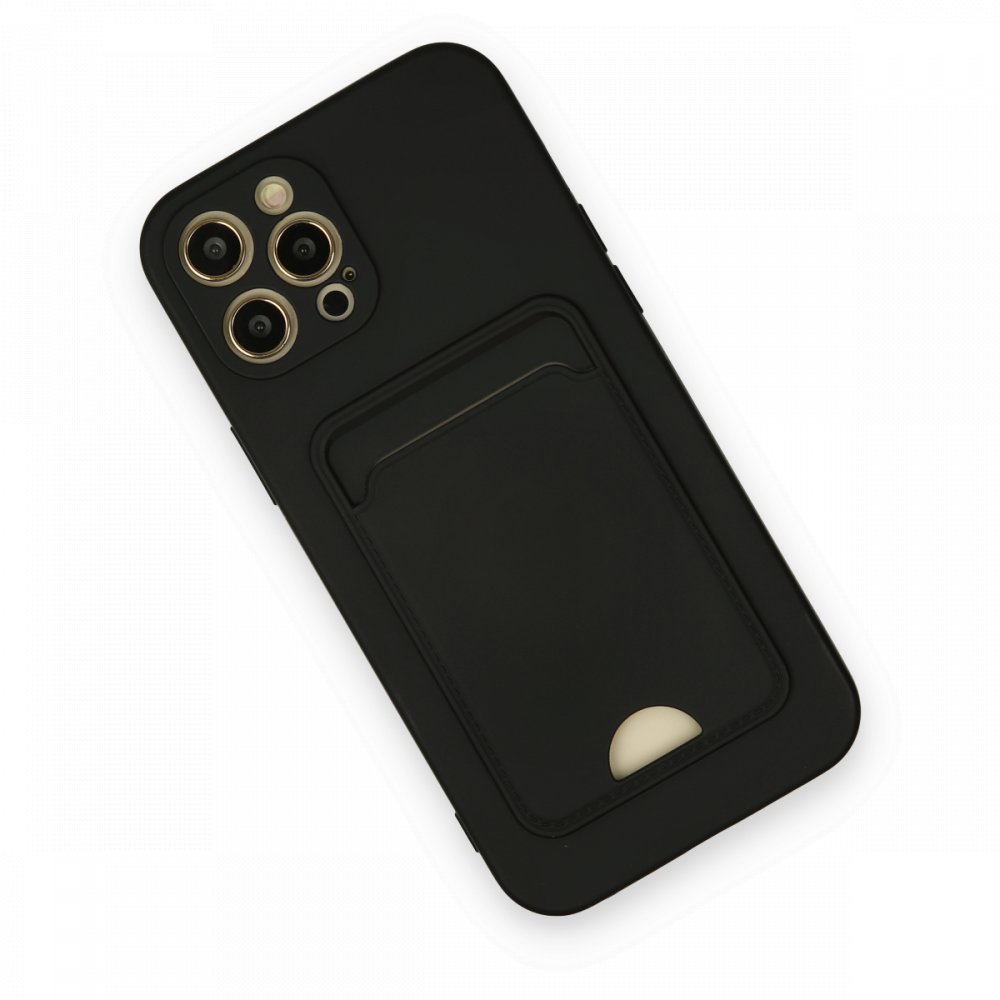  iPhone 12 Pro Max Kılıf Kelvin Kartvizitli Silikon - Siyah