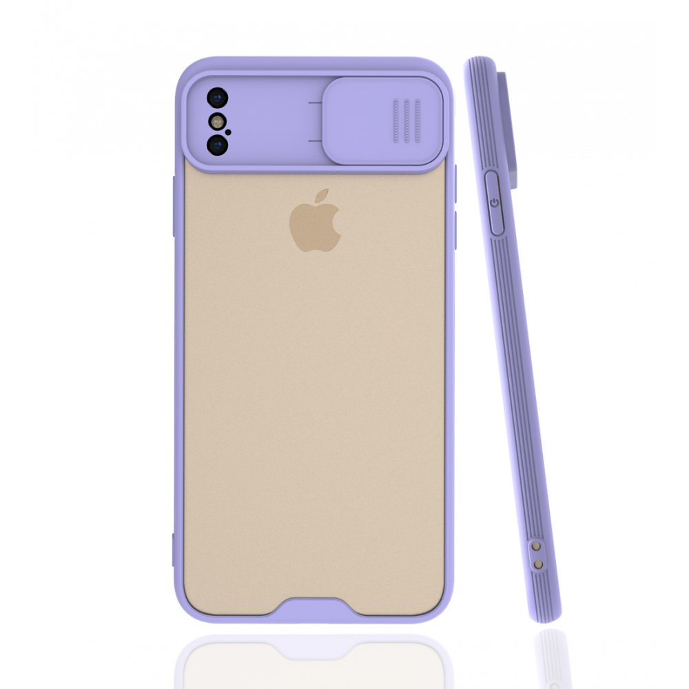  iPhone XS Max Kılıf Platin Kamera Koruma Silikon - Lila