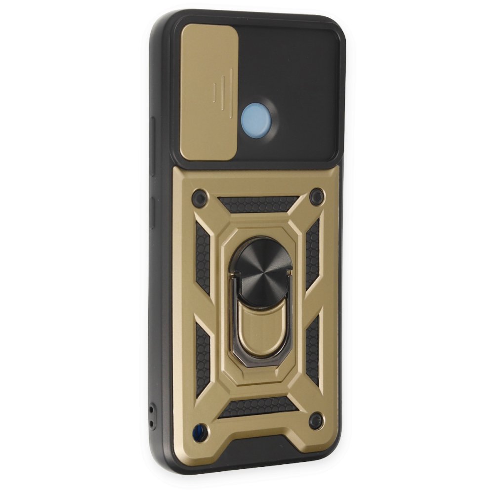  Realme C21Y Kılıf Pars Lens Yüzüklü Silikon - Gold