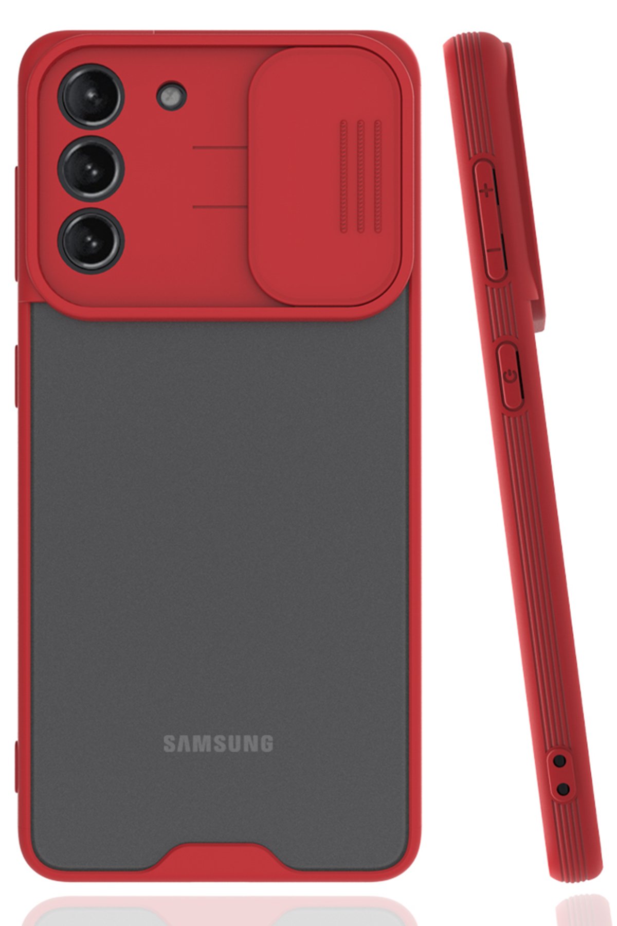 Samsung Galaxy S21 Kılıf Platin Kamera Koruma Silikon - Kırmızı