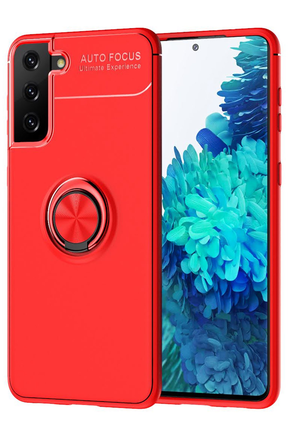  Samsung Galaxy S21 Kılıf Range Yüzüklü Silikon - Kırmızı