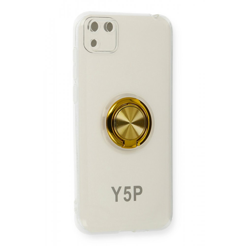 Huawei Y5P Kılıf Gros Yüzüklü Silikon - Gold  Huawei Y5P Kılıf Gros Yüzüklü Silikon - Gold