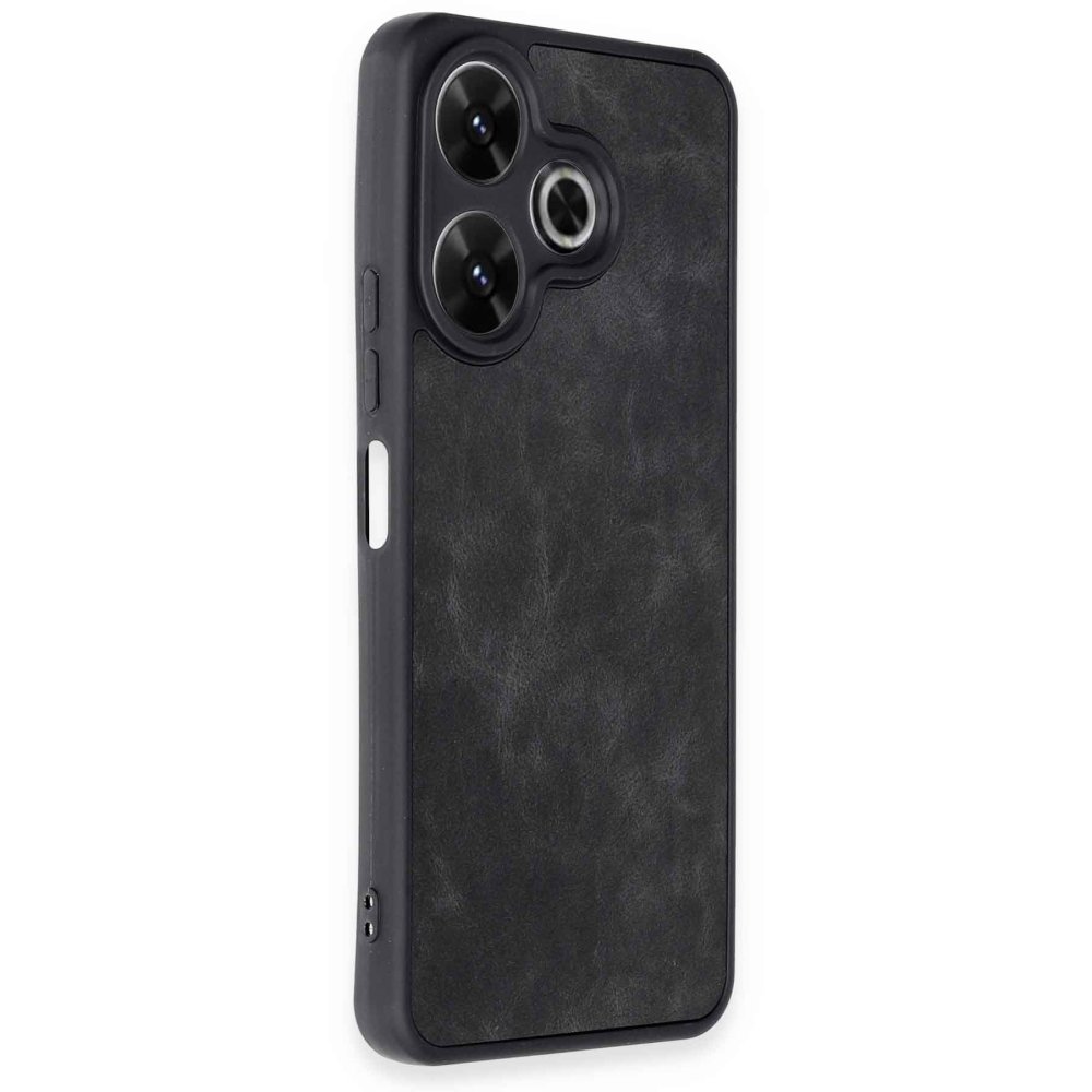 Redmi 13 4G Kılıf Aras Deri Kapak - Siyah Redmi 13 4G Kılıf Aras Deri Kapak - Siyah