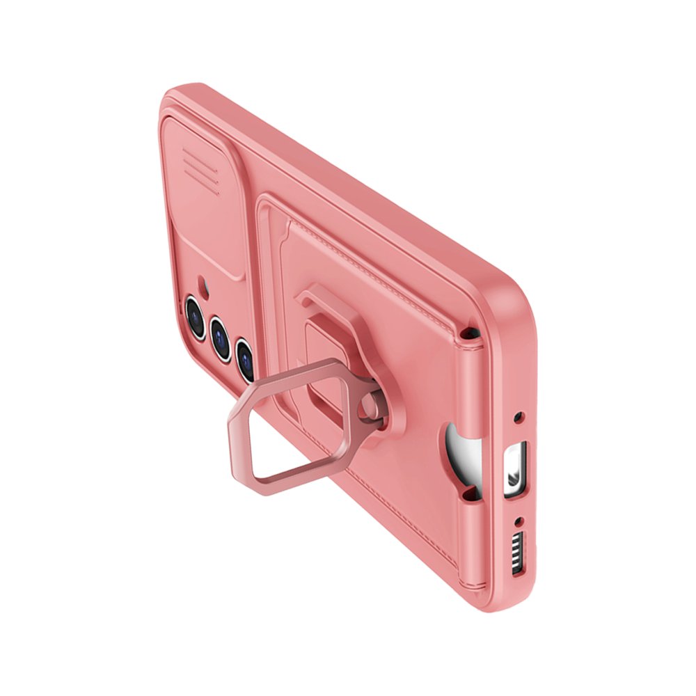  Samsung Galaxy A35 5G Kılıf Zuma Kartvizitli Yüzüklü Silikon - Pembe
