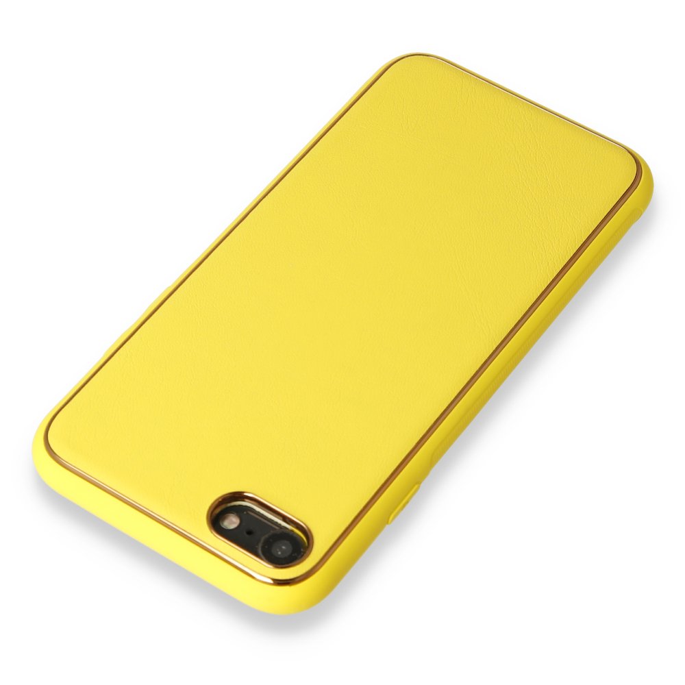 iPhone 8 Kılıf Coco Deri Silikon Kapak - Sarı iPhone 8 Kılıf Coco Deri Silikon Kapak - Sarı