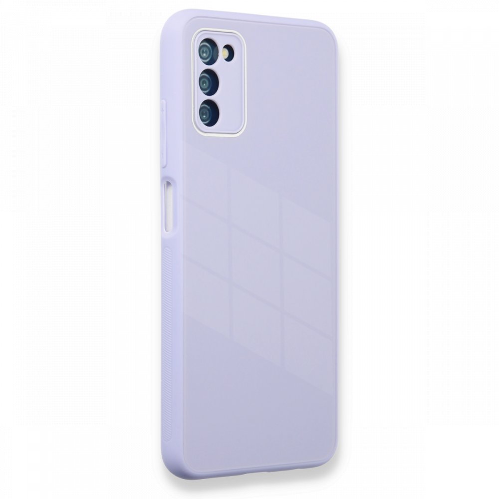  Samsung Galaxy A03S Kılıf Glass Kapak - Lila
