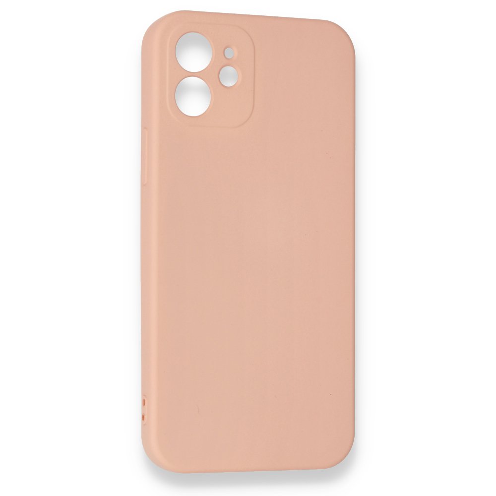  iPhone 12 Kılıf Nano içi Kadife Silikon - Pudra