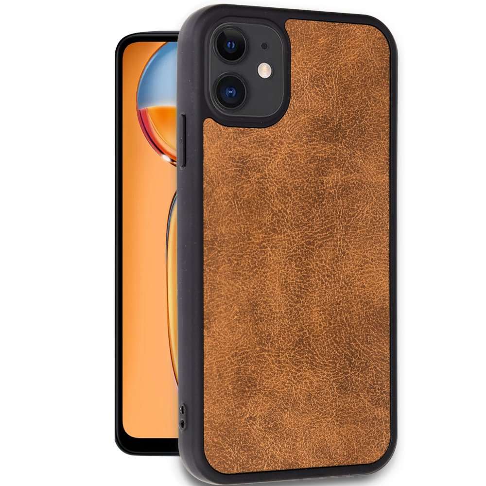  iPhone 11 Kılıf Aras Deri Kapak - Taba