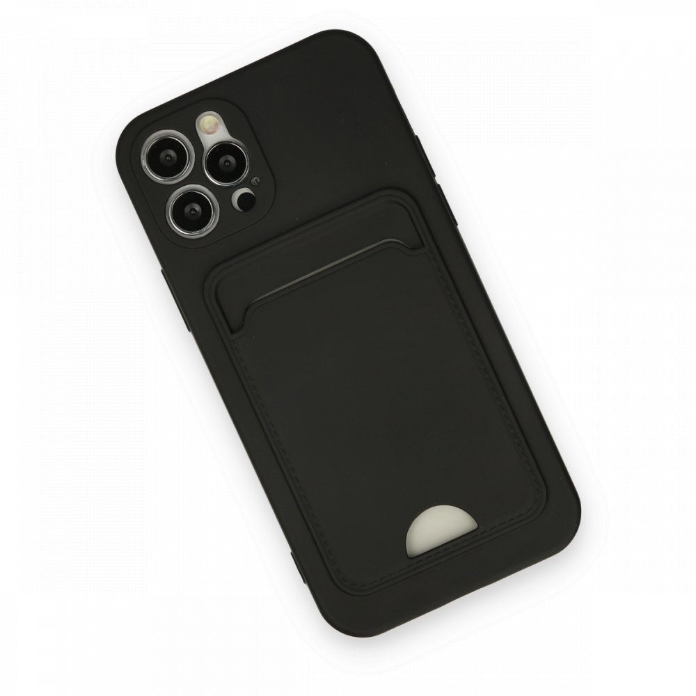  iPhone 12 Pro Kılıf Kelvin Kartvizitli Silikon - Siyah