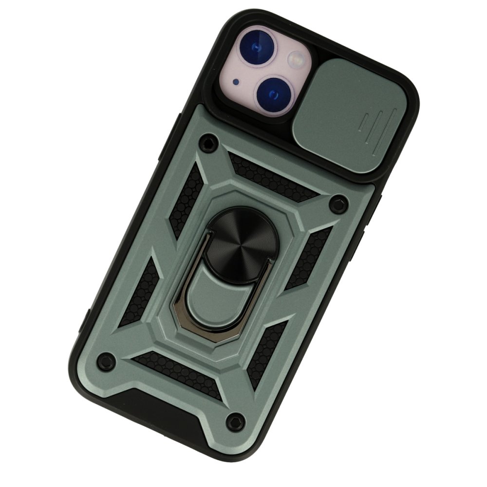 iPhone 15 Kılıf Pars Lens Yüzüklü Silikon - Yeşil  iPhone 15 Kılıf Pars Lens Yüzüklü Silikon - Yeşil