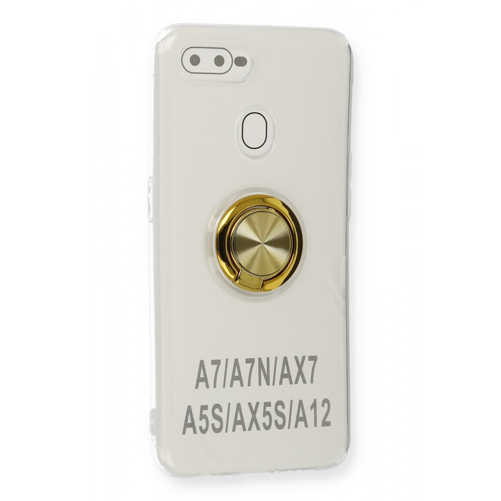  Oppo A12 Kılıf Gros Yüzüklü Silikon - Gold