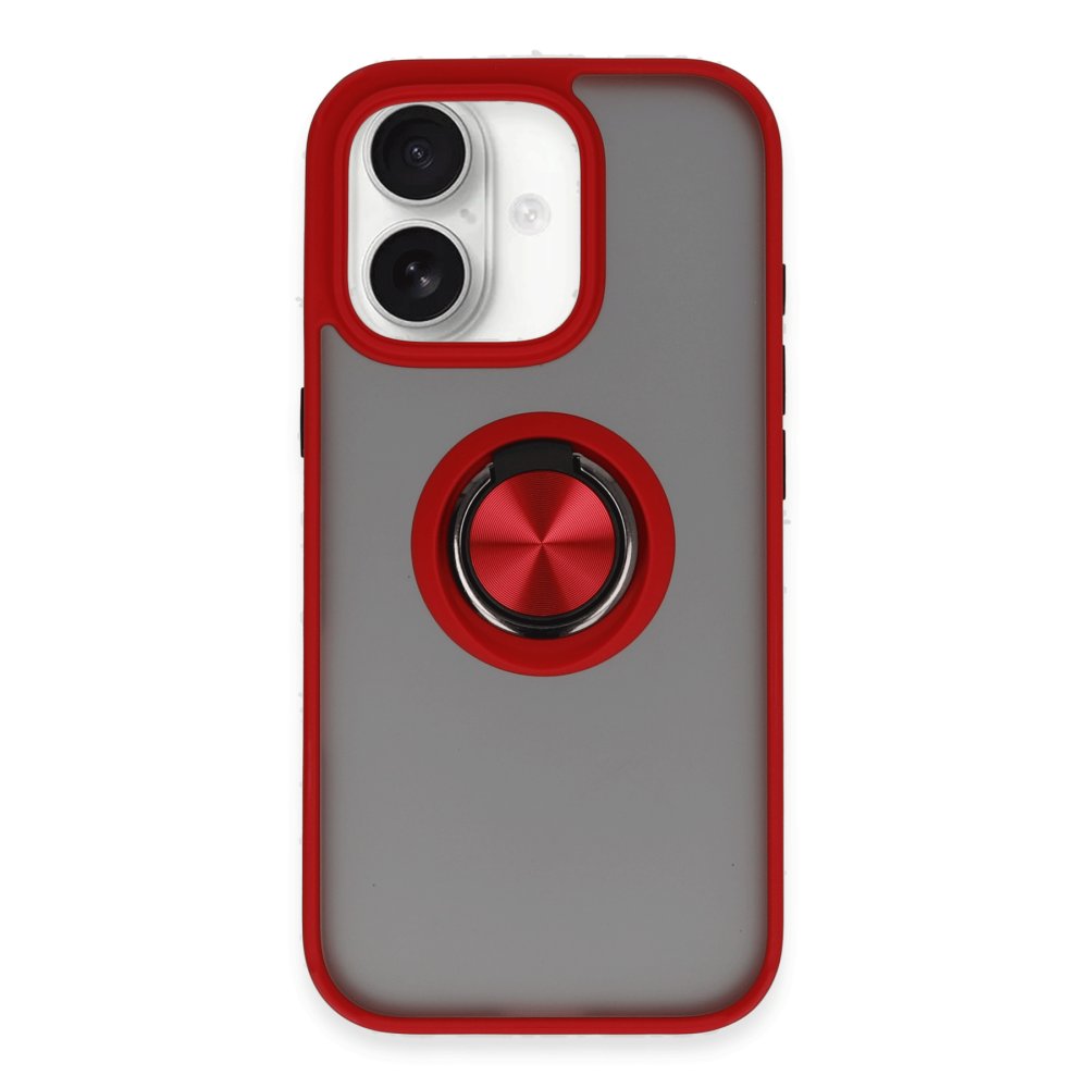 iPhone 16 Kılıf Montreal Yüzüklü Silikon Kapak - Kırmızı  iPhone 16 Kılıf Montreal Yüzüklü Silikon Kapak - Kırmızı