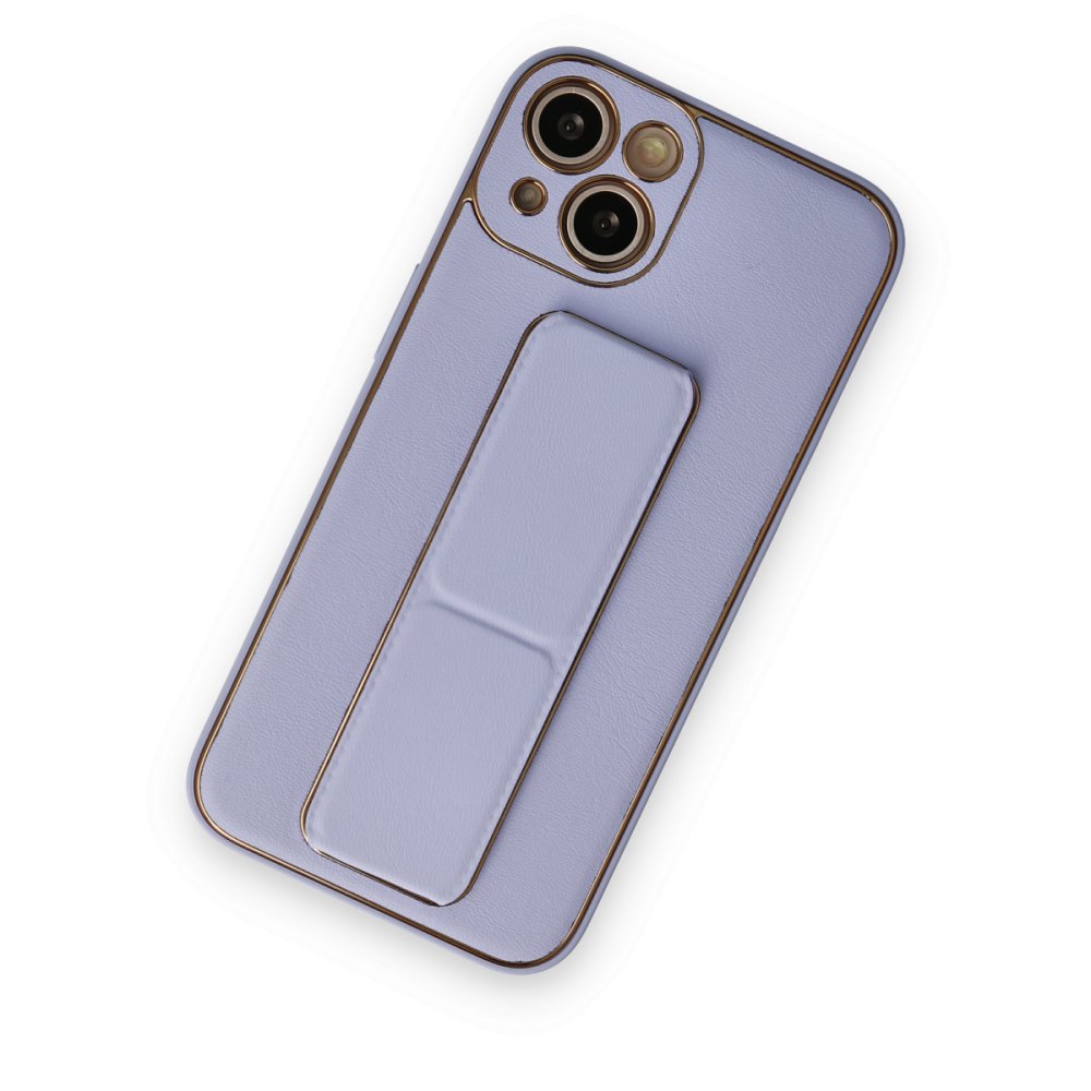 iPhone 14 Plus Kılıf Coco Deri Standlı Kapak - Lila