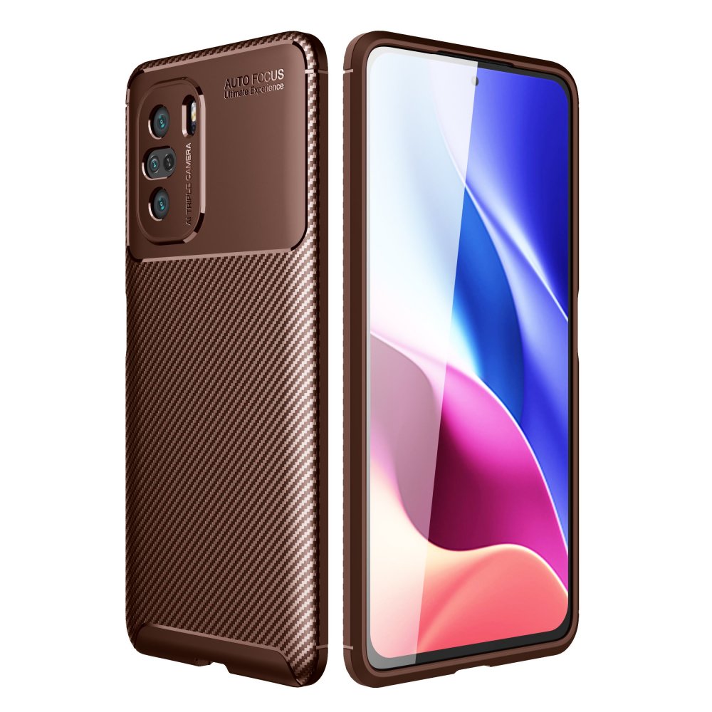  Xiaomi Mi 11i Kılıf Auto Focus Karbon Kapak - Kahverengi