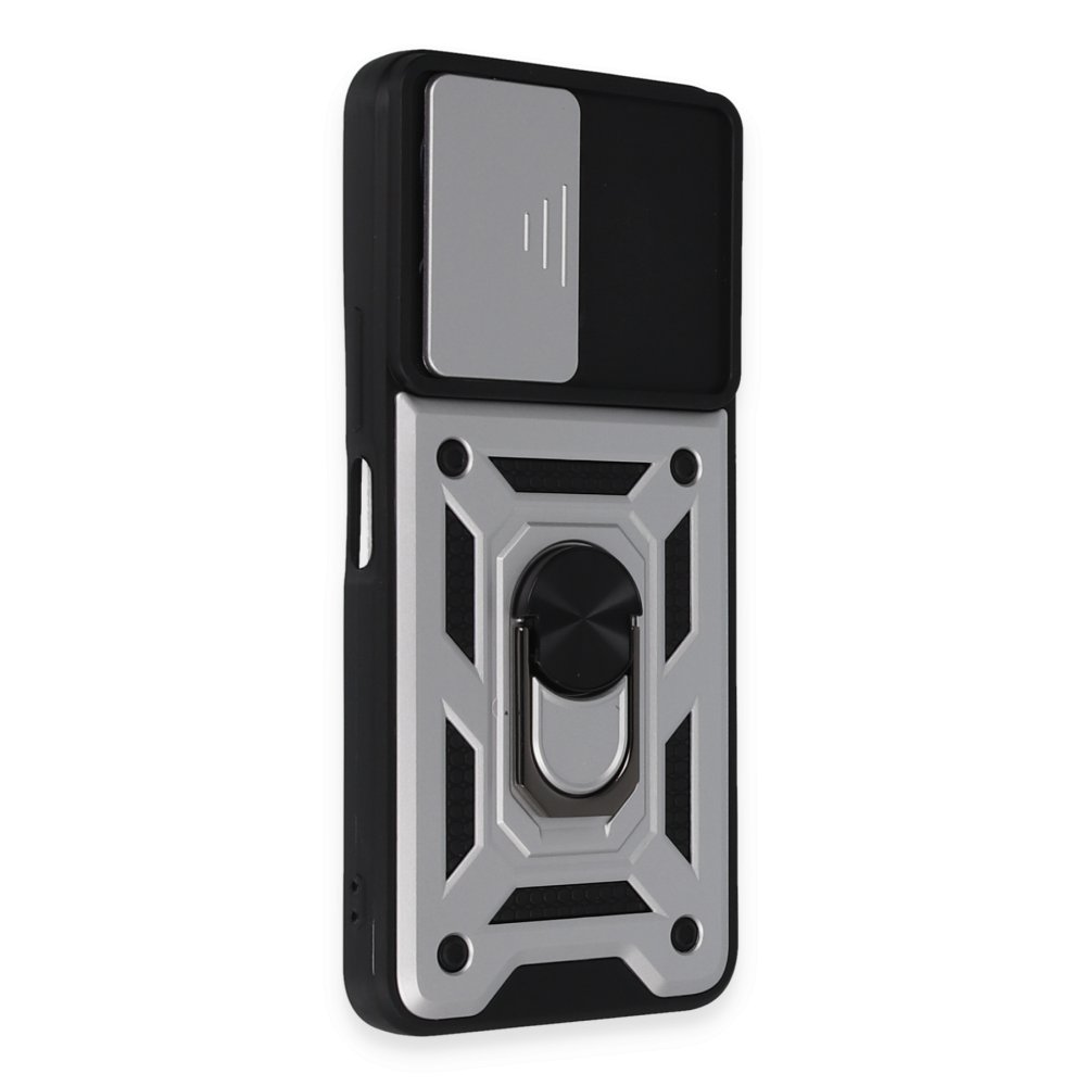  Vivo Y22S Kılıf Pars Lens Yüzüklü Silikon - Gümüş