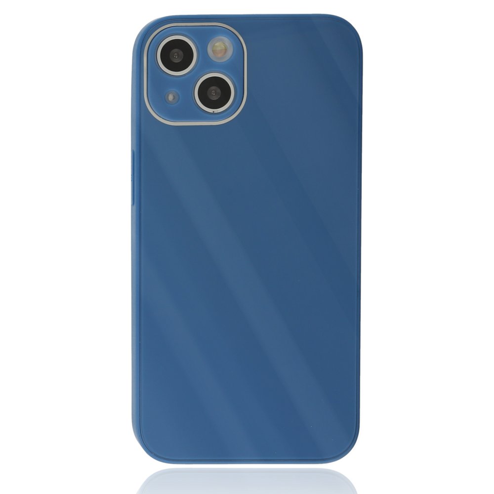  iPhone 14 Kılıf Glass Kapak - Mavi