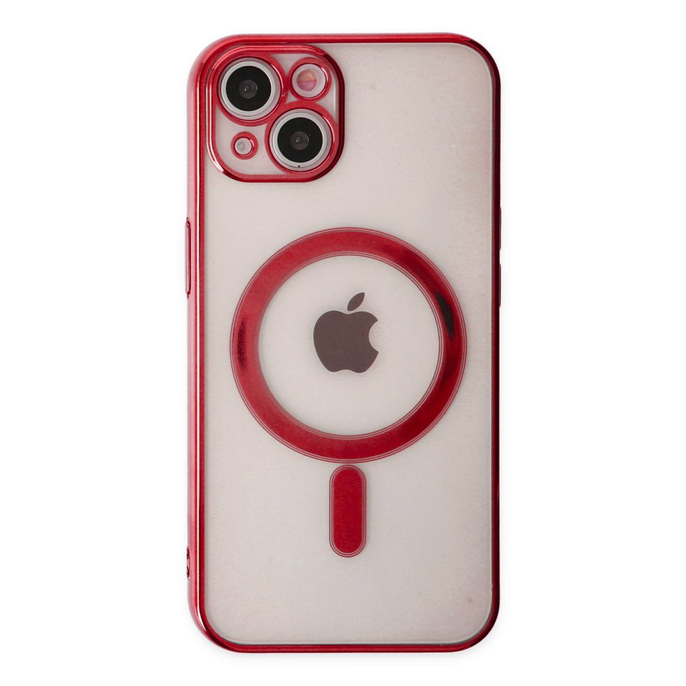 iPhone 14 Plus Kılıf Magneticsafe Lazer Silikon - Kırmızı  iPhone 14 Plus Kılıf Magneticsafe Lazer Silikon - Kırmızı