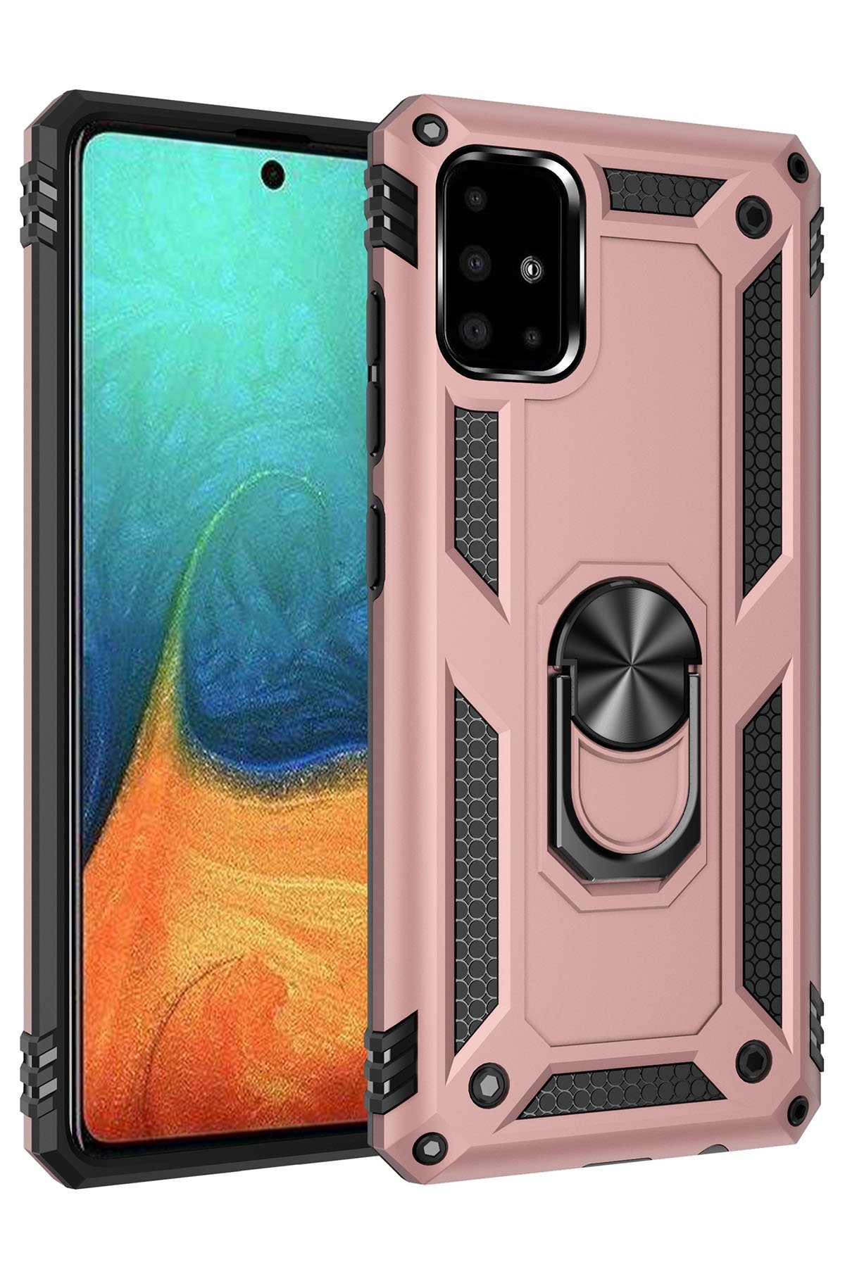  Samsung Galaxy A71 Kılıf Sofya Yüzüklü Silikon Kapak - Rose