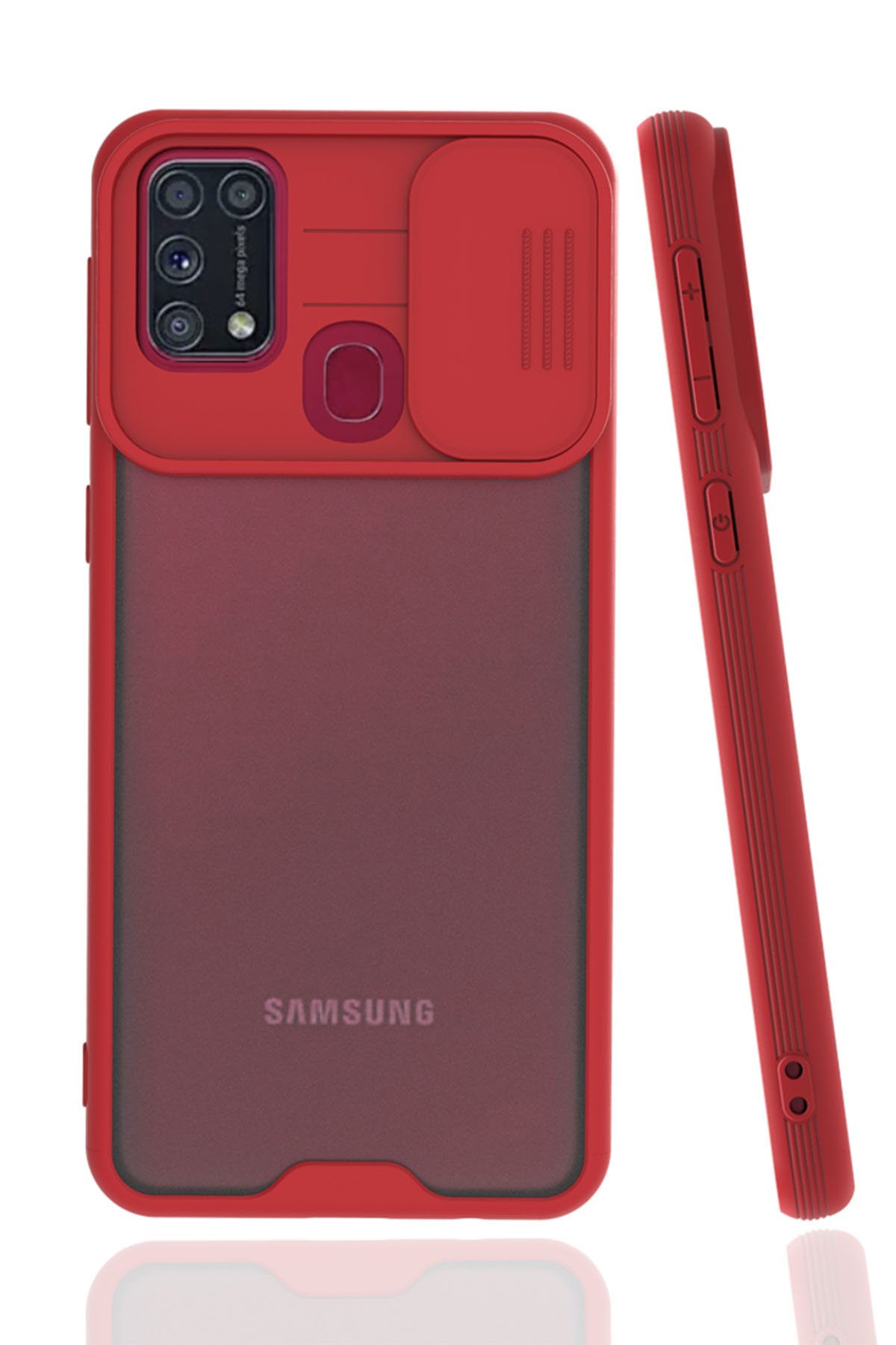  Samsung Galaxy M31 Kılıf Platin Kamera Koruma Silikon - Kırmızı