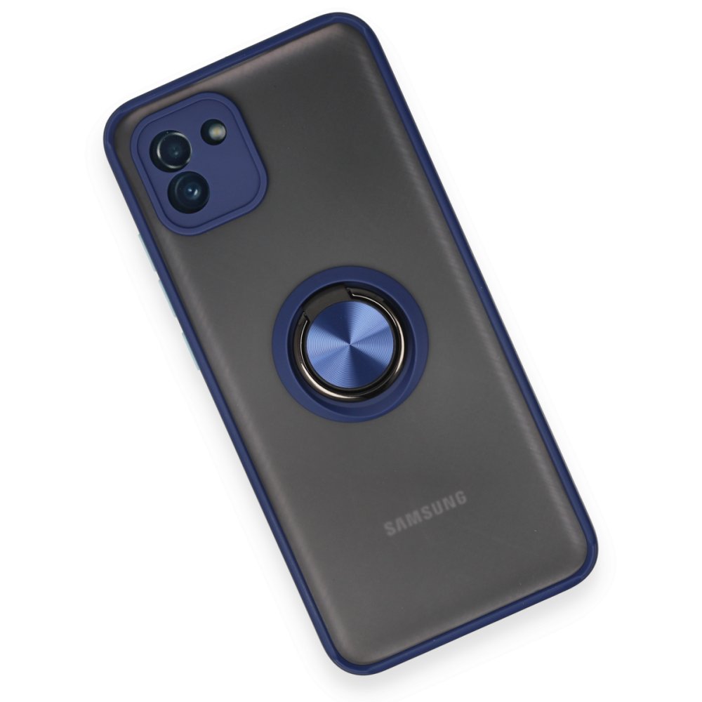  Samsung Galaxy A03 Kılıf Montreal Yüzüklü Silikon Kapak - Lacivert