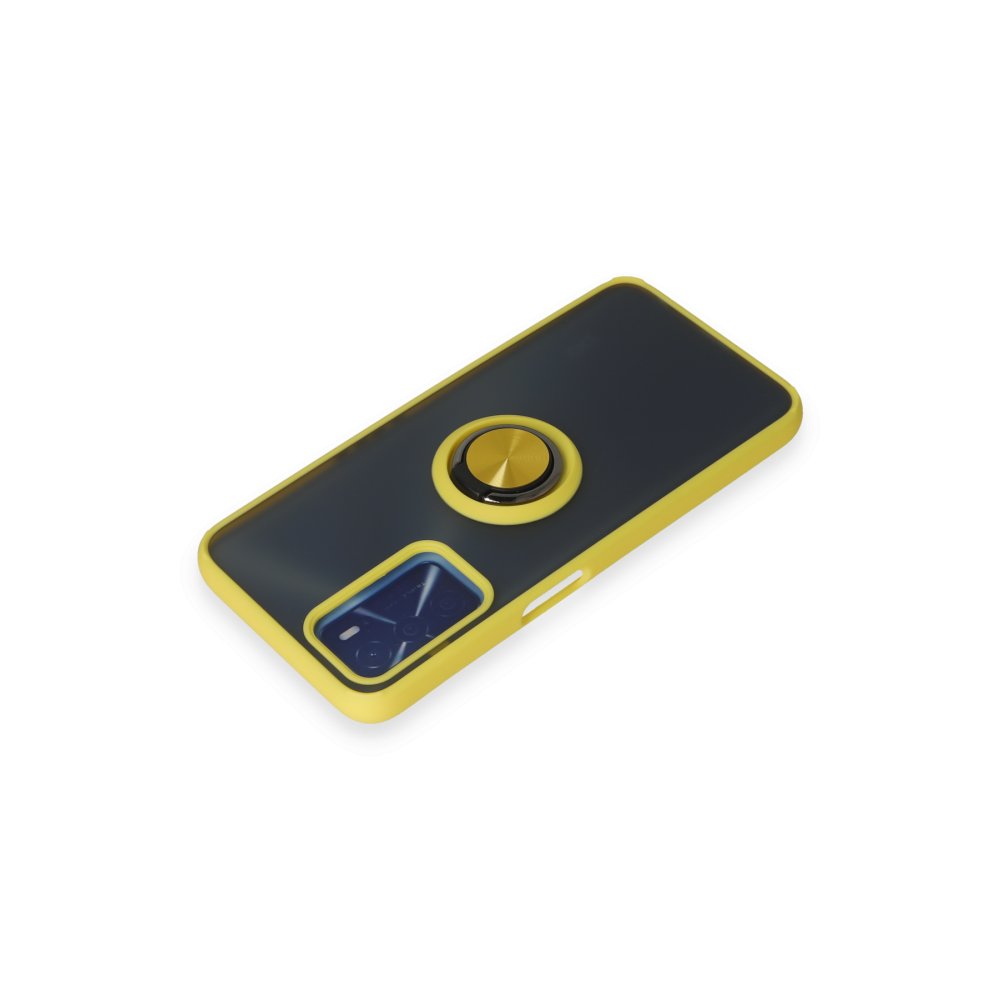 Oppo A55 Kılıf Montreal Yüzüklü Silikon Kapak - Sarı Oppo A55 Kılıf Montreal Yüzüklü Silikon Kapak - Sarı