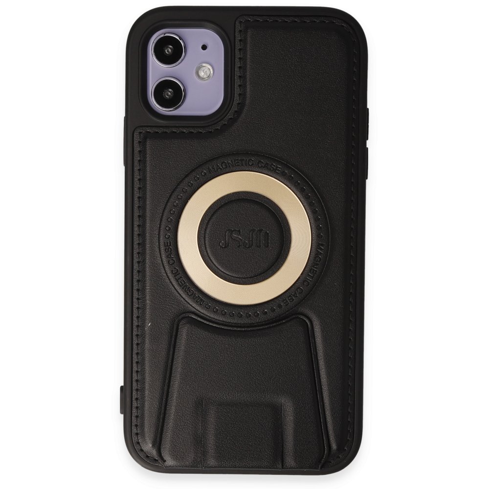  iPhone 11 Kılıf Merkür Magneticsafe Standlı Kapak - Siyah