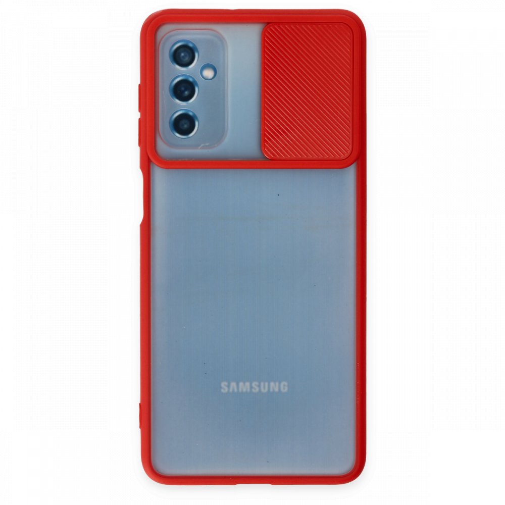  Samsung Galaxy M52 5G Kılıf Palm Buzlu Kamera Sürgülü Silikon - Kırmızı