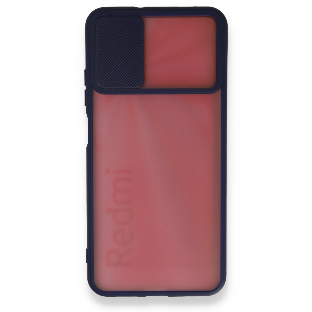Redmi Note 9 4G Kılıf Palm Buzlu Kamera Sürgülü Silikon - Lacivert