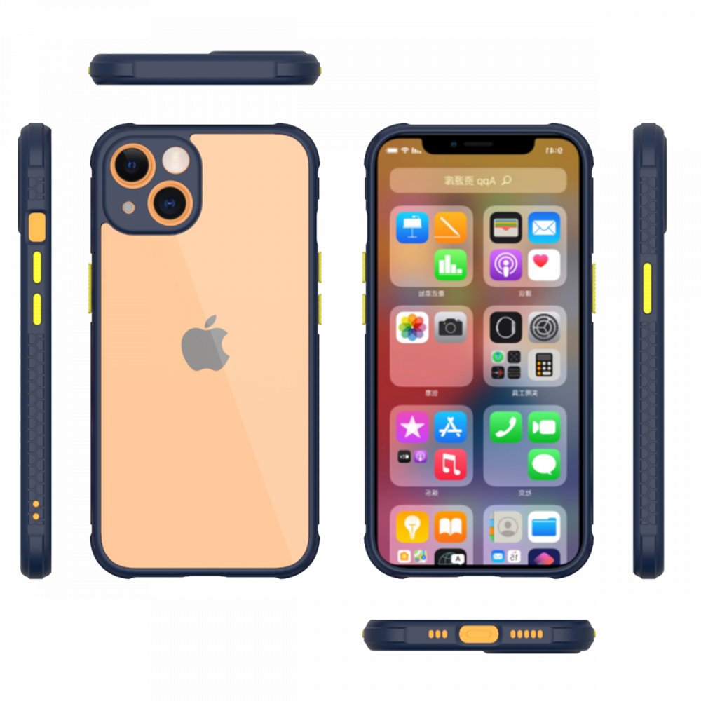  iPhone 13 Mini Kılıf Miami Şeffaf Silikon - Lacivert