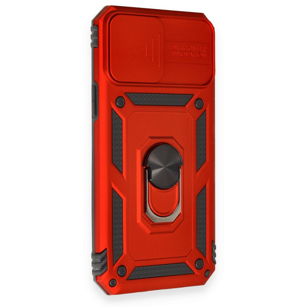  iPhone 12 Pro Max Kılıf Pars Lens Yüzüklü Silikon - Kırmızı