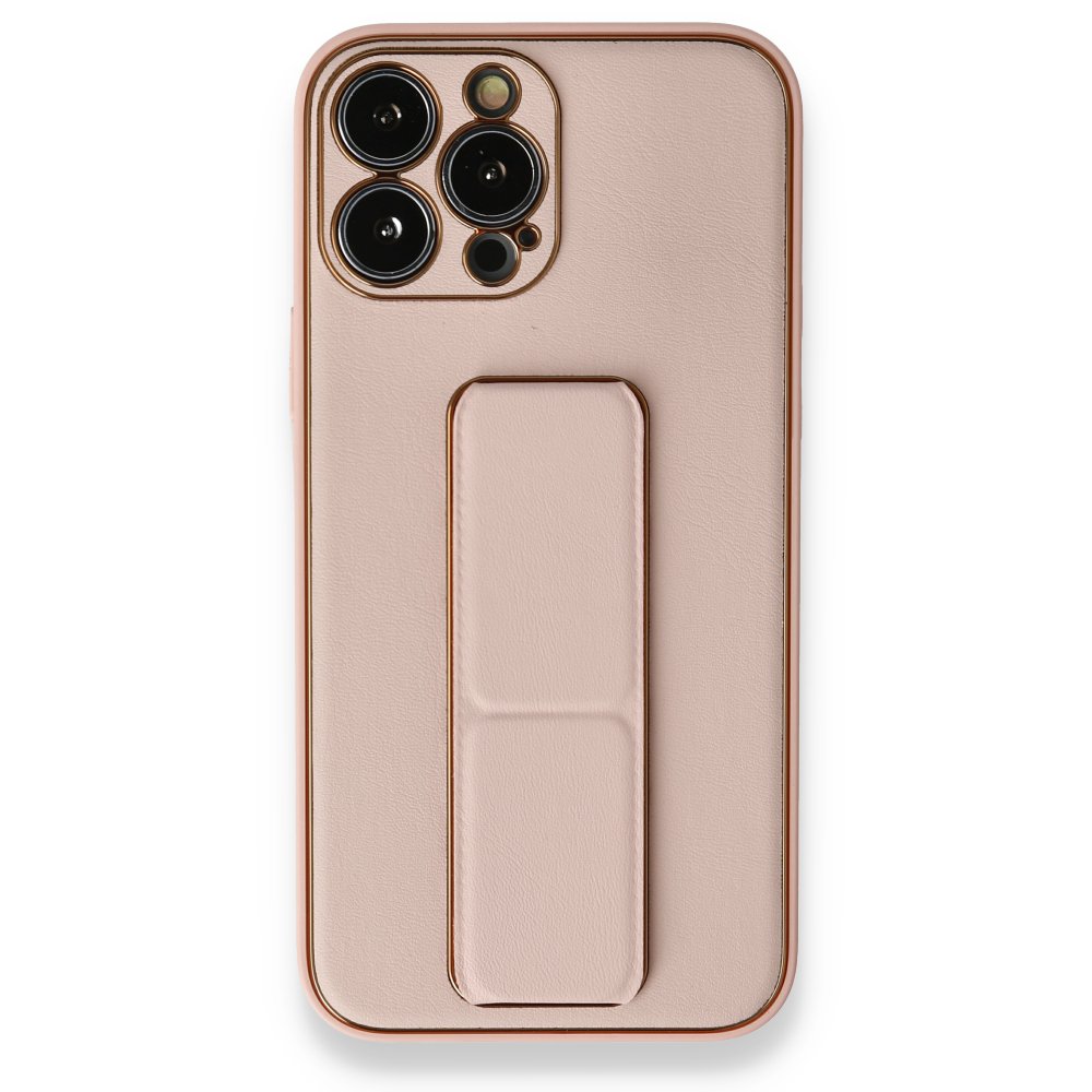 iPhone 13 Pro Kılıf Coco Deri Standlı Kapak - Pembe iPhone 13 Pro Kılıf Coco Deri Standlı Kapak - Pembe