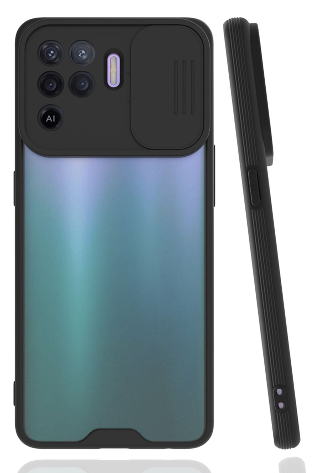 Oppo Reno 5 Lite Kılıf Platin Kamera Koruma Silikon - Siyah