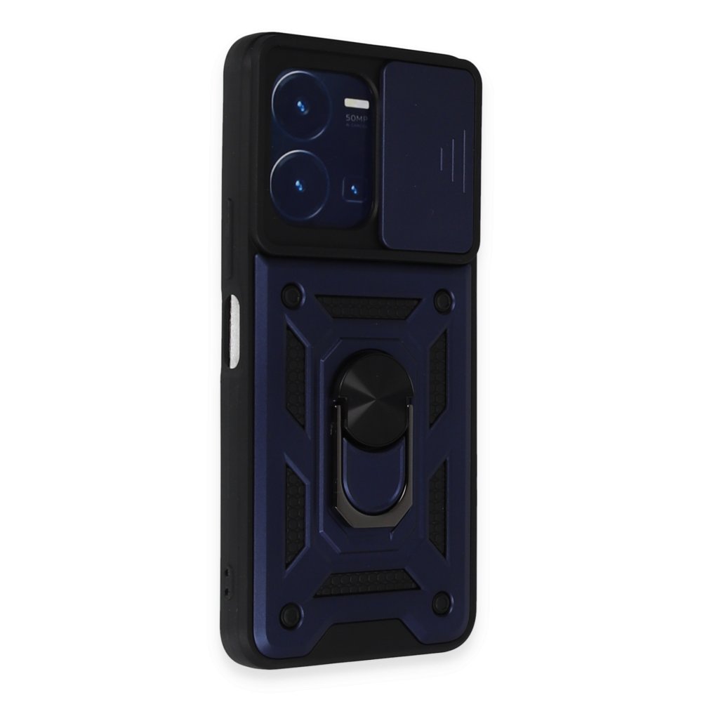  Vivo Y35 Kılıf Pars Lens Yüzüklü Silikon - Lacivert