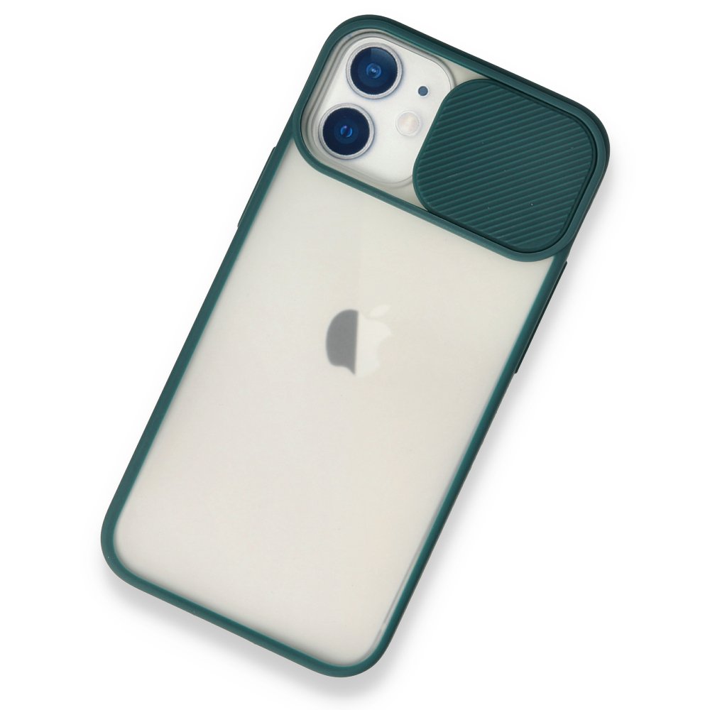 iPhone 11 Kılıf Palm Buzlu Kamera Sürgülü Silikon - Yeşil
