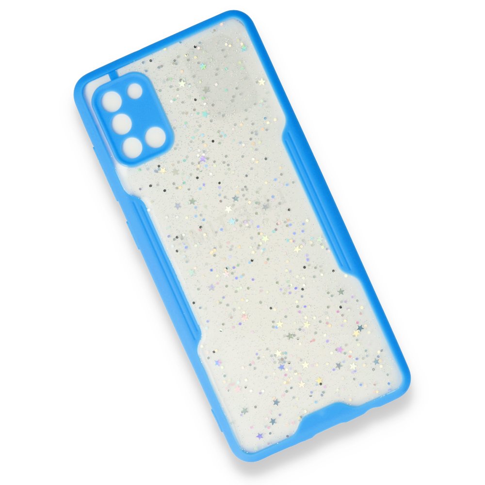 Samsung Galaxy A31 Kılıf Platin Simli Silikon - Mavi