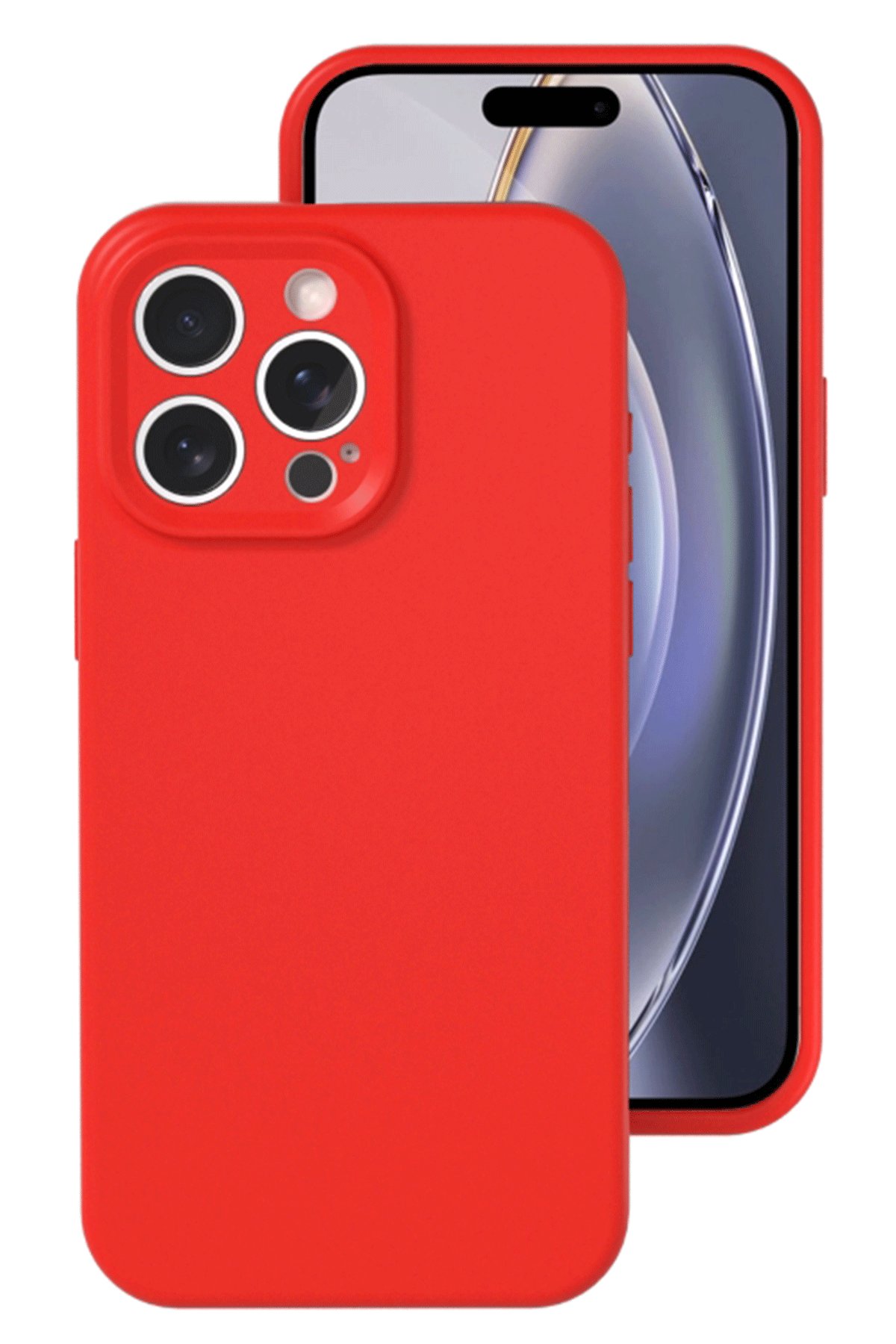 iPhone 16 Pro Kılıf Nano içi Kadife Silikon - Kırmızı  iPhone 16 Pro Kılıf Nano içi Kadife Silikon - Kırmızı