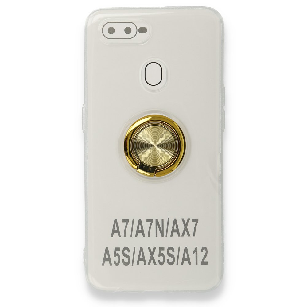  Oppo AX7 Kılıf Gros Yüzüklü Silikon - Gold