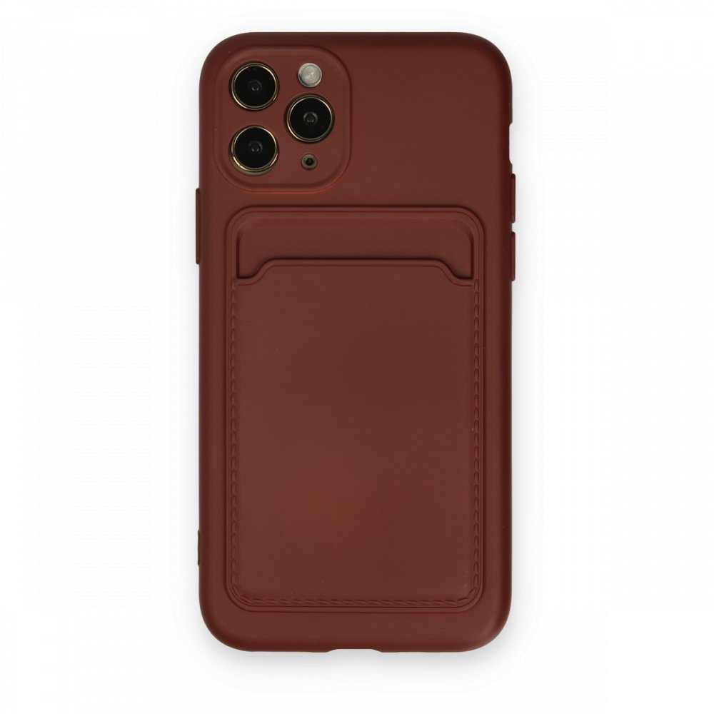  iPhone 11 Pro Kılıf Kelvin Kartvizitli Silikon - Bordo