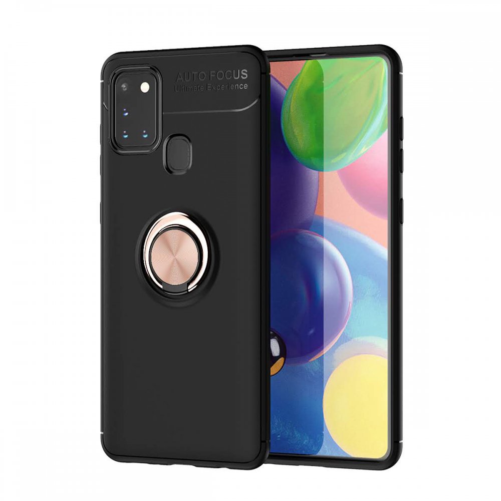  Samsung Galaxy M31 Kılıf Range Yüzüklü Silikon - Siyah-Gold