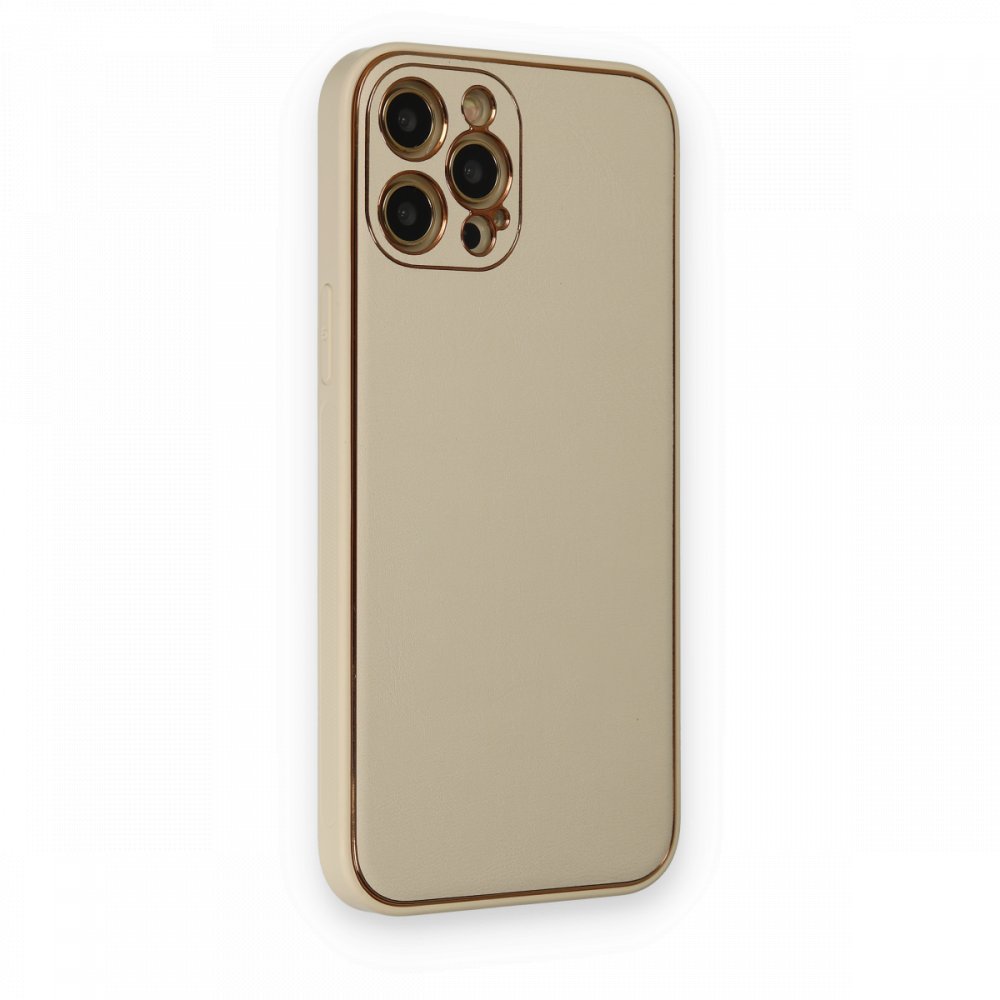  iPhone 12 Pro Max Kılıf Coco Deri Silikon Kapak - Gold