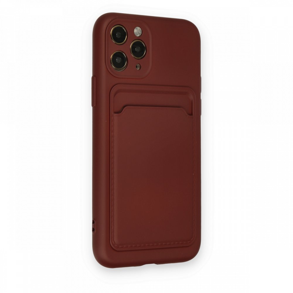  iPhone 11 Pro Kılıf Kelvin Kartvizitli Silikon - Bordo