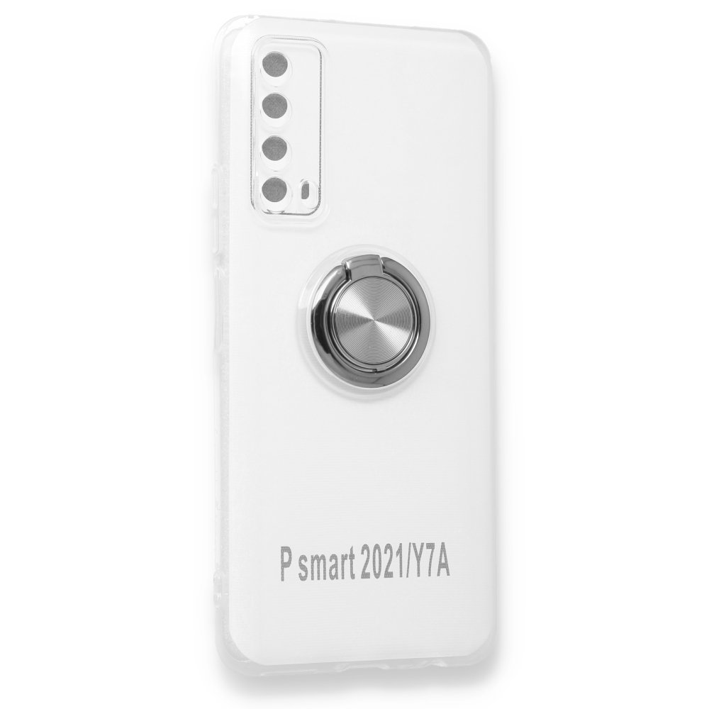 Huawei P Smart 2021 Kılıf Gros Yüzüklü Silikon - Gümüş  Huawei P Smart 2021 Kılıf Gros Yüzüklü Silikon - Gümüş