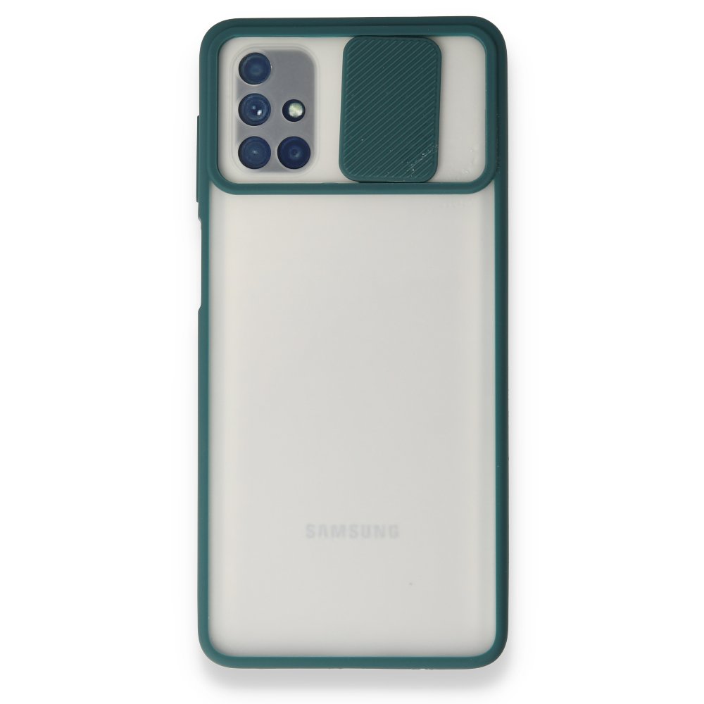  Samsung Galaxy M51 Kılıf Palm Buzlu Kamera Sürgülü Silikon - Yeşil