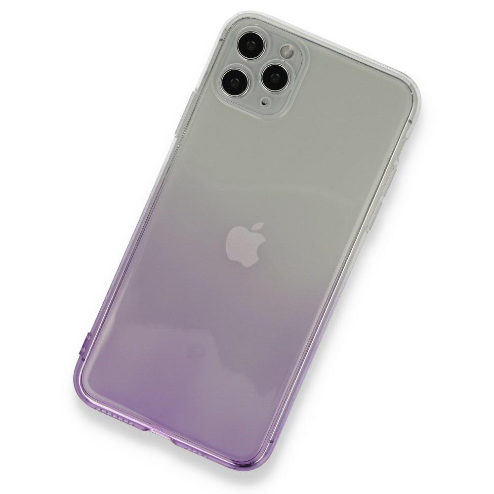  iPhone 11 Pro Max Kılıf Lüx Çift Renkli Silikon - Mor