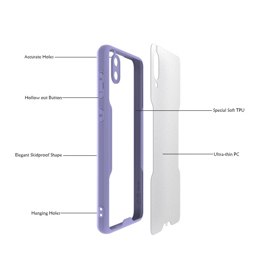 Samsung Galaxy A02 Kılıf Platin Silikon - Lila Samsung Galaxy A02 Kılıf Platin Silikon - Lila