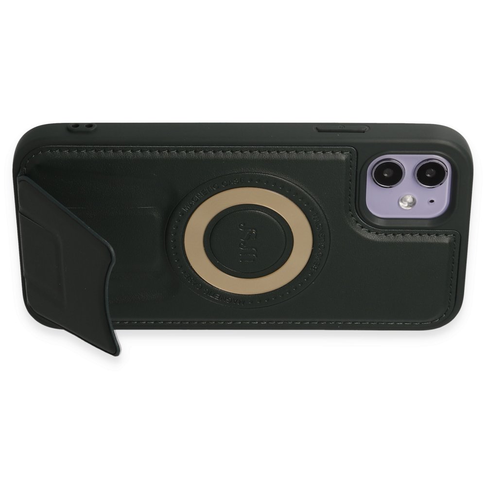 iPhone 11 Kılıf Merkür Magneticsafe Standlı Kapak - Koyu Yeşil iPhone 11 Kılıf Merkür Magneticsafe Standlı Kapak - Koyu Yeşil